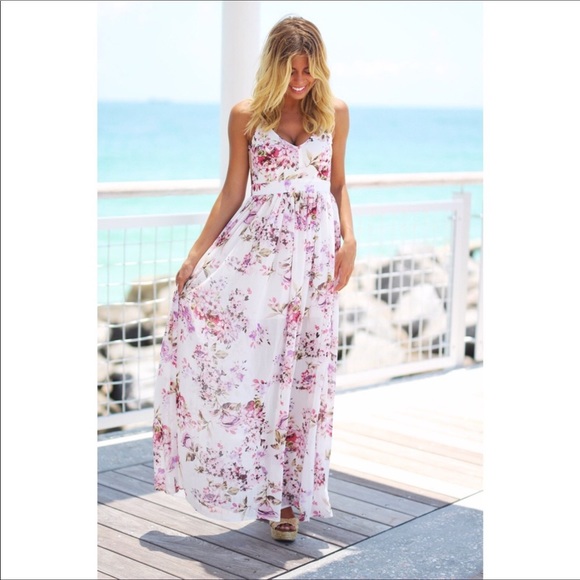 sale! White floral maxi - Picture 4 of 6